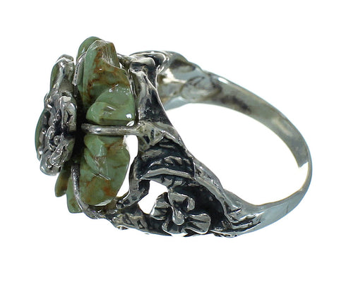 Turquoise Authentic Sterling Silver Flower Dragonfly Ring Size 5-1/2 RX88103